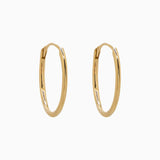 14k Gold 13mm x 9mm Hinged Everyday Oval Hoop Earrings - Starflower Design