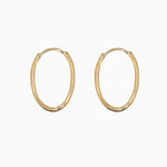 14k Gold 13mm x 9mm Hinged Everyday Oval Hoop Earrings - Starflower Design