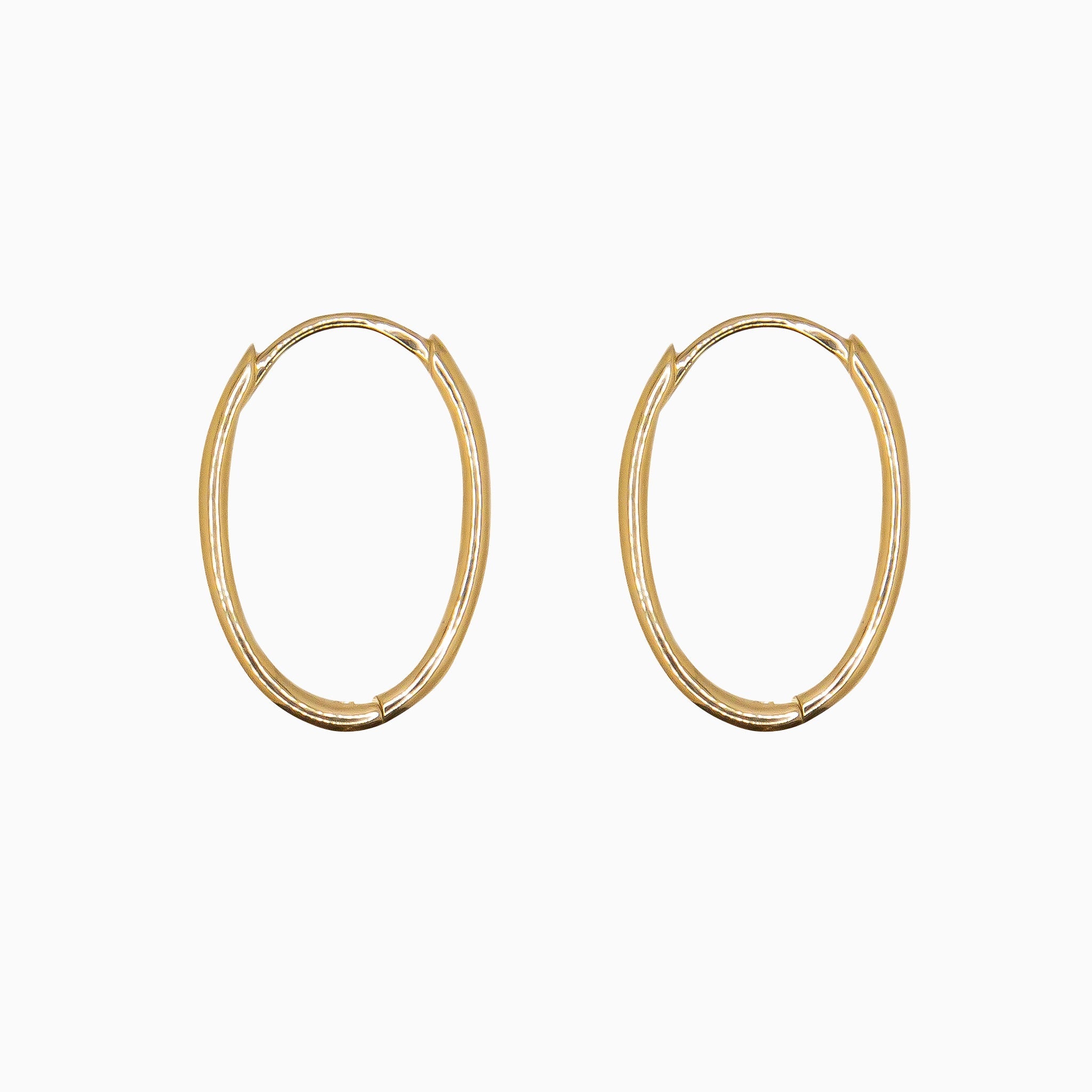14k Gold 13mm x 9mm Hinged Everyday Oval Hoop Earrings - Starflower Design