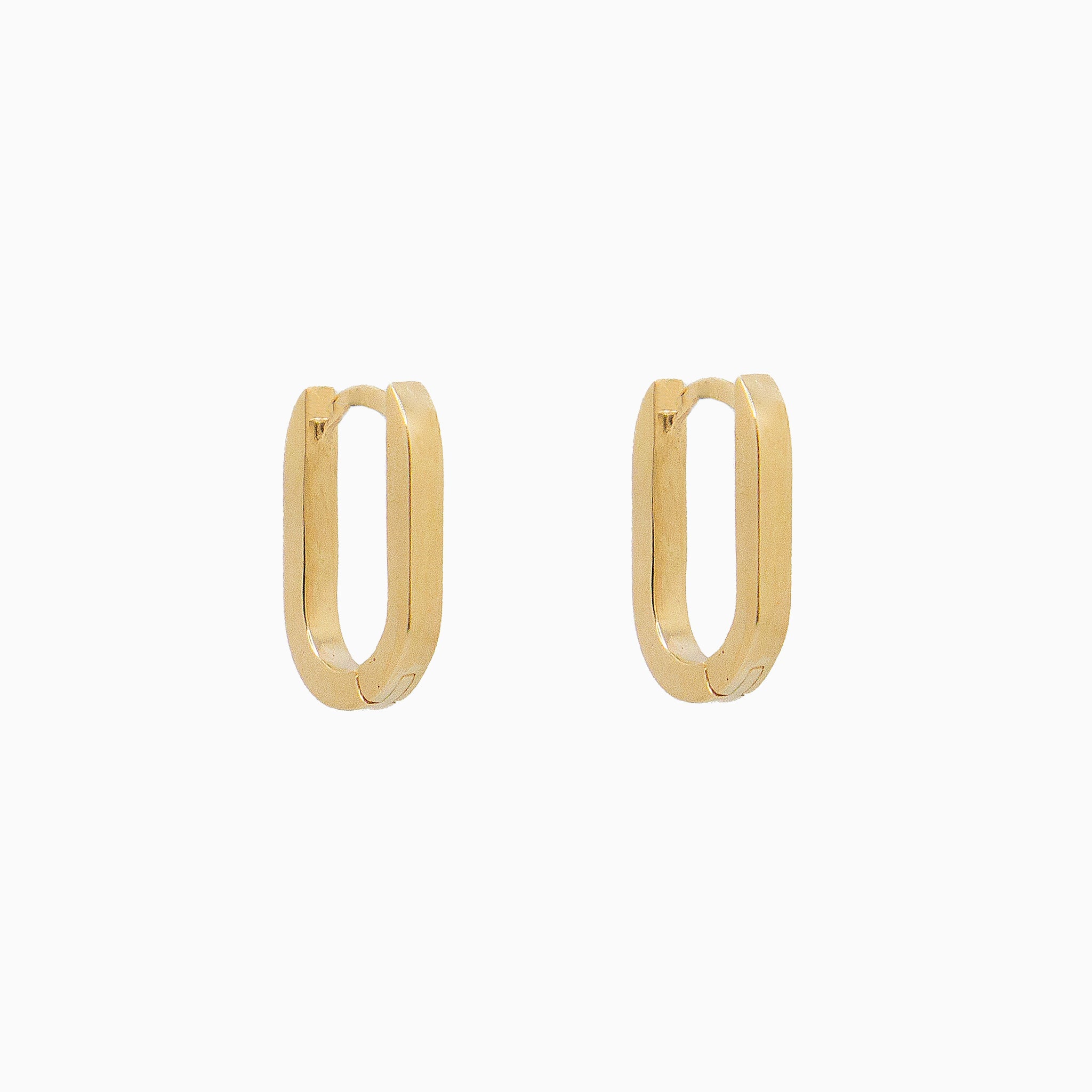 14k Gold 13mm x 9mm Hinged Paperclip Hoop Earrings - Starflower Design