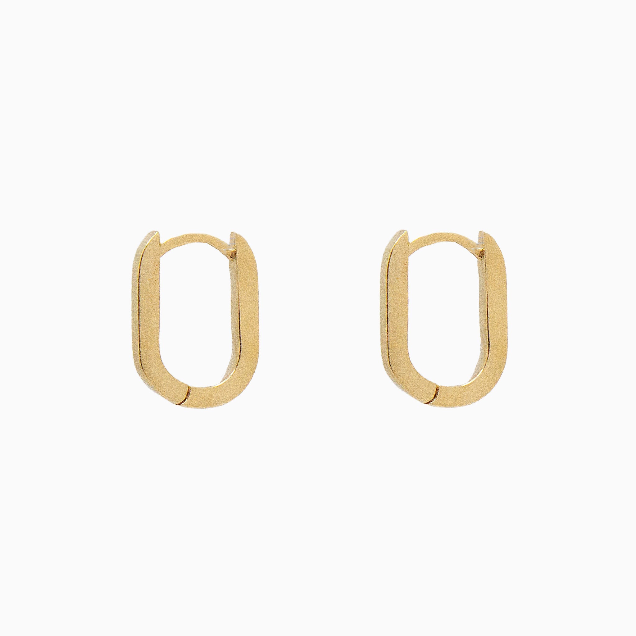 14k Gold 13mm x 9mm Hinged Paperclip Hoop Earrings - Starflower Design