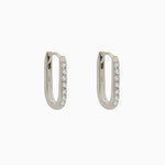 14k Gold 15mm x 10mm Hinged Diamond Paperclip Hoop Earrings - Starflower Design