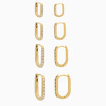 14k Gold 15mm x 10mm Hinged Diamond Paperclip Hoop Earrings - Starflower Design