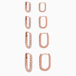 14k Gold 15mm x 10mm Hinged Diamond Paperclip Hoop Earrings - Starflower Design