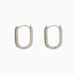 14k Gold 15mm x 10mm Hinged Diamond Paperclip Hoop Earrings - Starflower Design