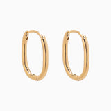 14k Gold 15mm x 10mm Hinged Everyday Oval Hoop Earrings - Starflower Design