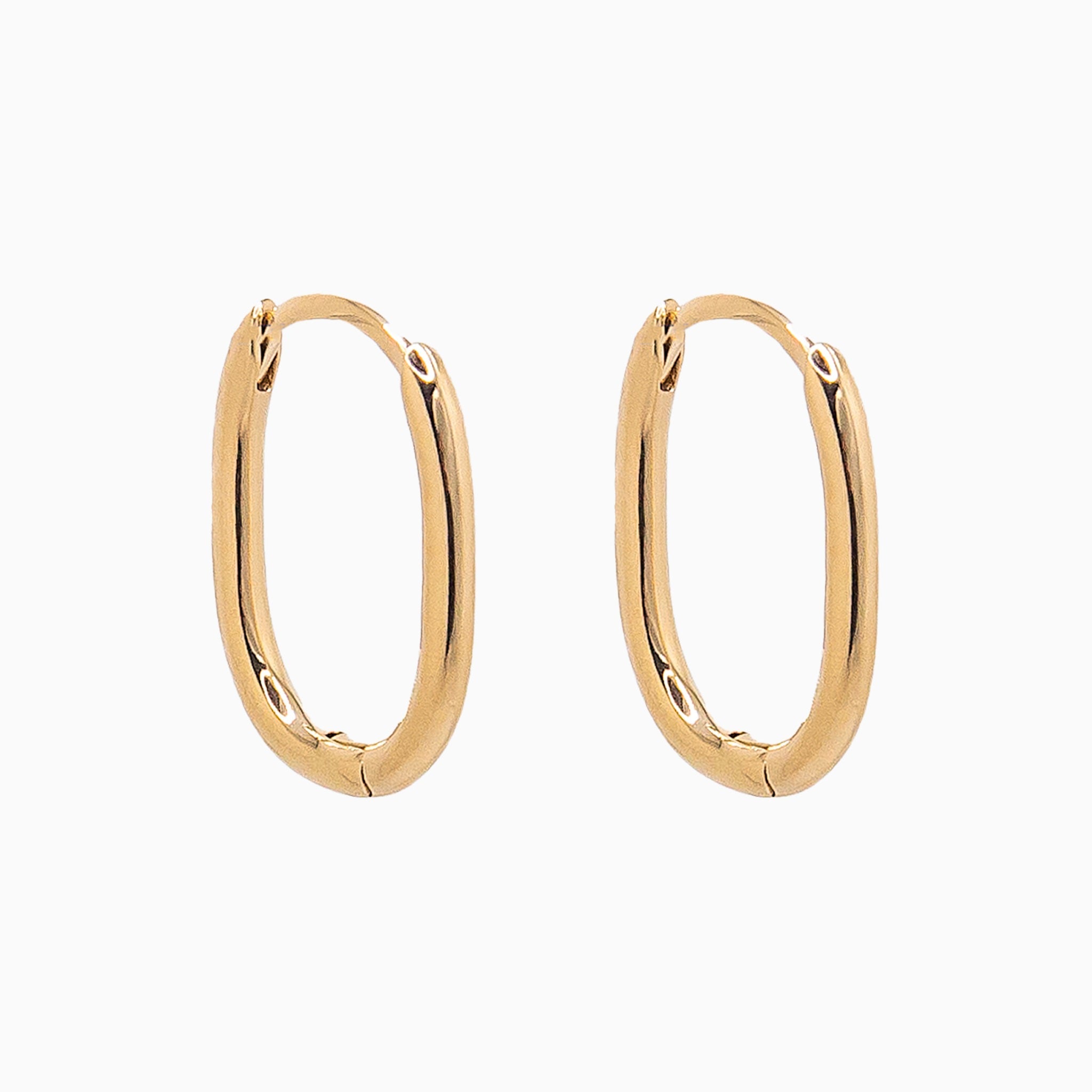 14k Gold 15mm x 10mm Hinged Everyday Oval Hoop Earrings - Starflower Design