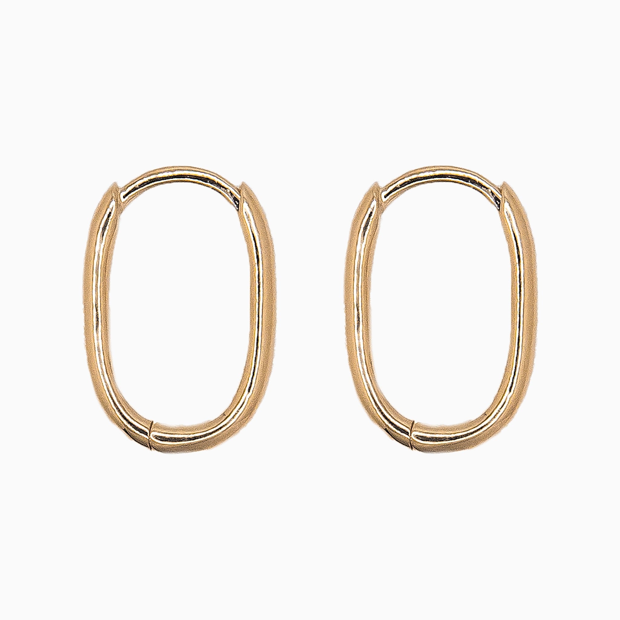 14k Gold 15mm x 10mm Hinged Everyday Oval Hoop Earrings - Starflower Design