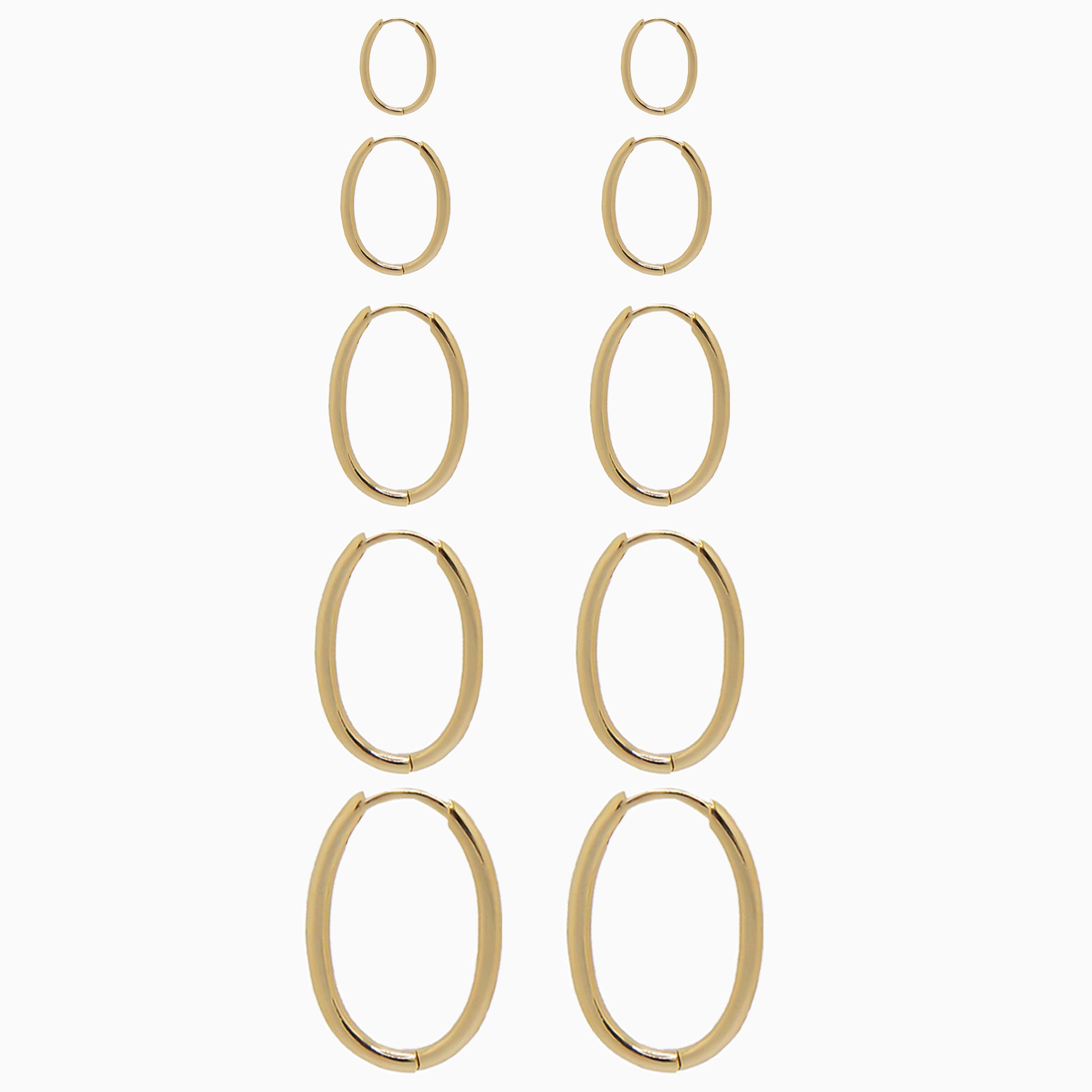 14k Gold 15mm x 10mm Hinged Everyday Oval Hoop Earrings - Starflower Design