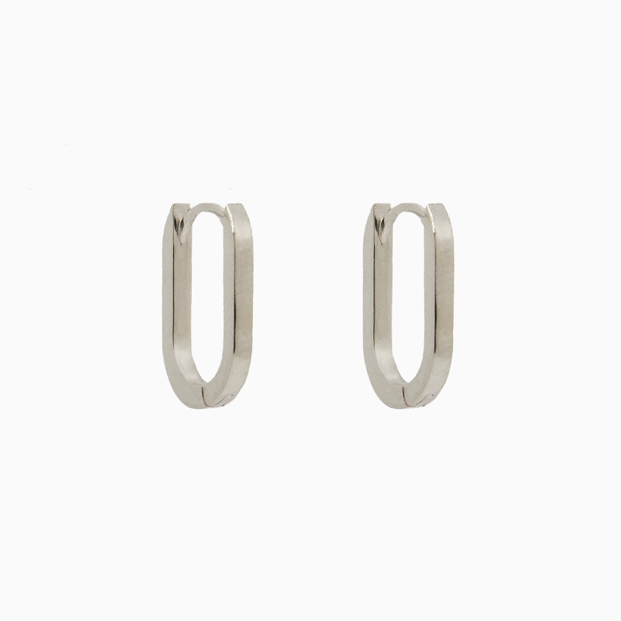14k Gold 15mm x 10mm Hinged Paperclip Hoop Earrings - Starflower Design