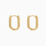 14k Gold 15mm x 10mm Hinged Paperclip Hoop Earrings - Starflower Design