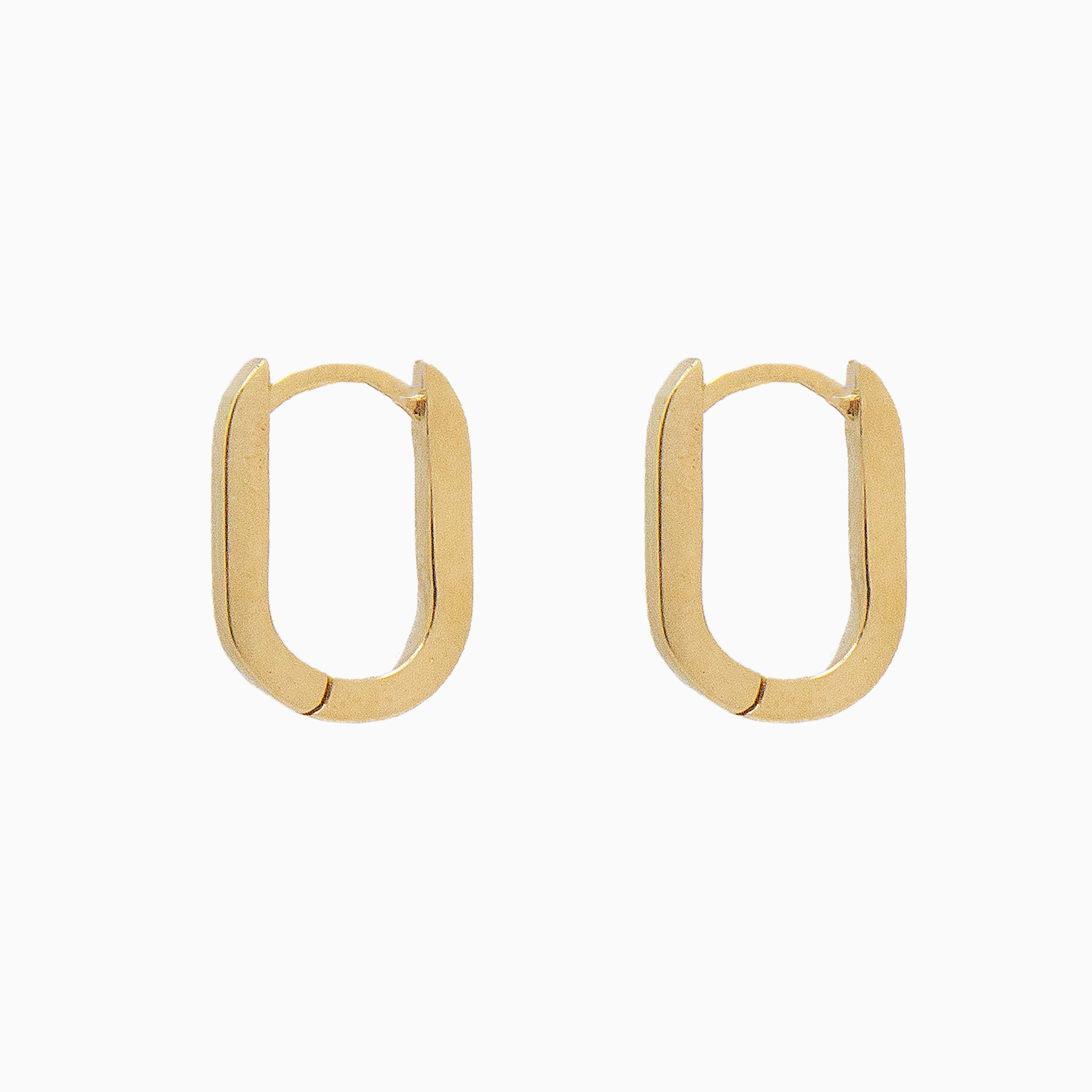 14k Gold 15mm x 10mm Hinged Paperclip Hoop Earrings - Starflower Design