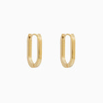 14k Gold 15mm x 10mm Hinged Paperclip Hoop Earrings - Starflower Design