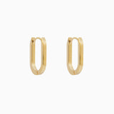 14k Gold 15mm x 10mm Hinged Paperclip Hoop Earrings - Starflower Design