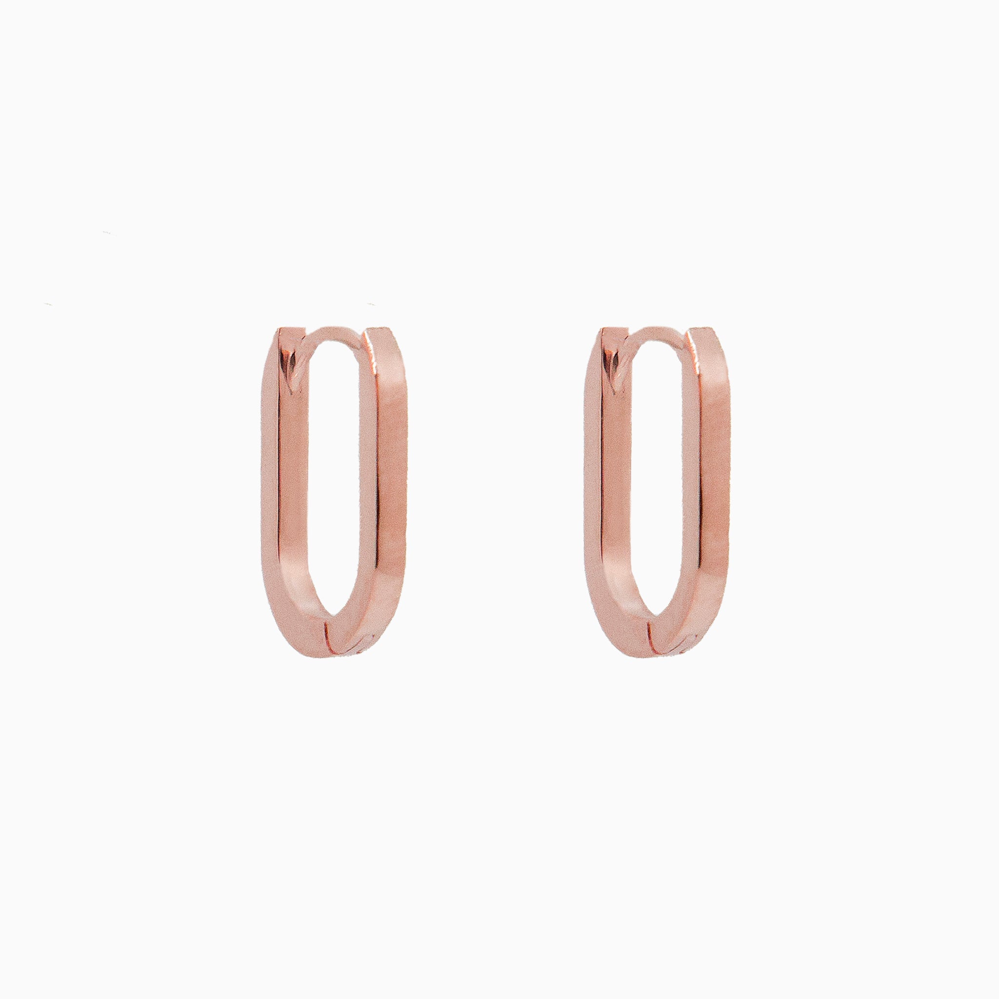 14k Gold 15mm x 10mm Hinged Paperclip Hoop Earrings - Starflower Design