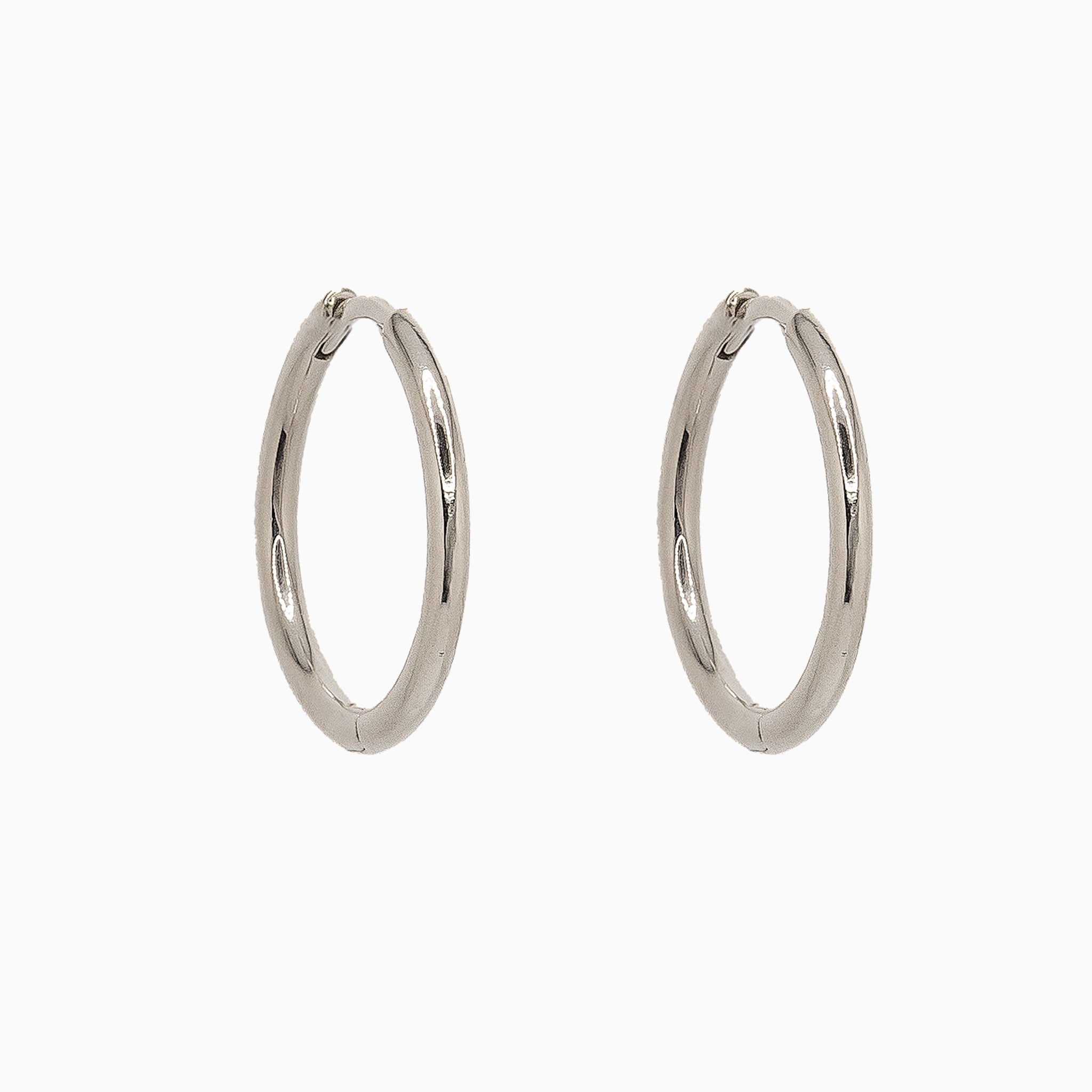 14k Gold 16.5mm Hinged Everyday Round Hoop Earrings - Starflower Design