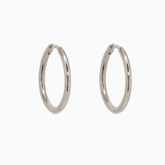 14k Gold 16.5mm Hinged Everyday Round Hoop Earrings - Starflower Design
