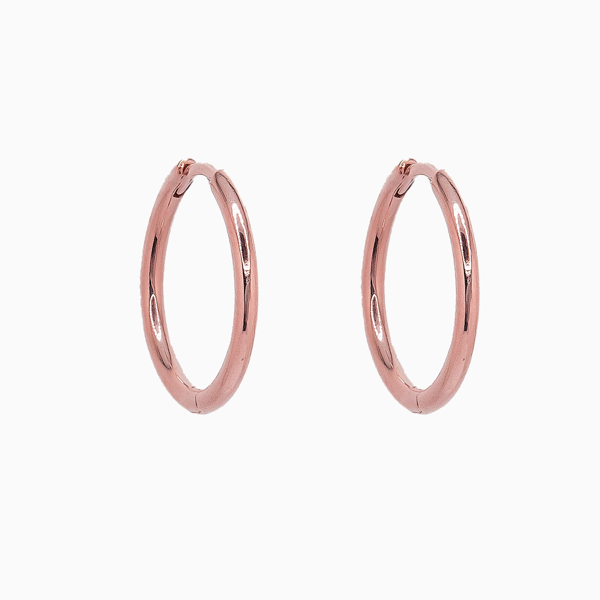 14k Gold 16.5mm Hinged Everyday Round Hoop Earrings - Starflower Design