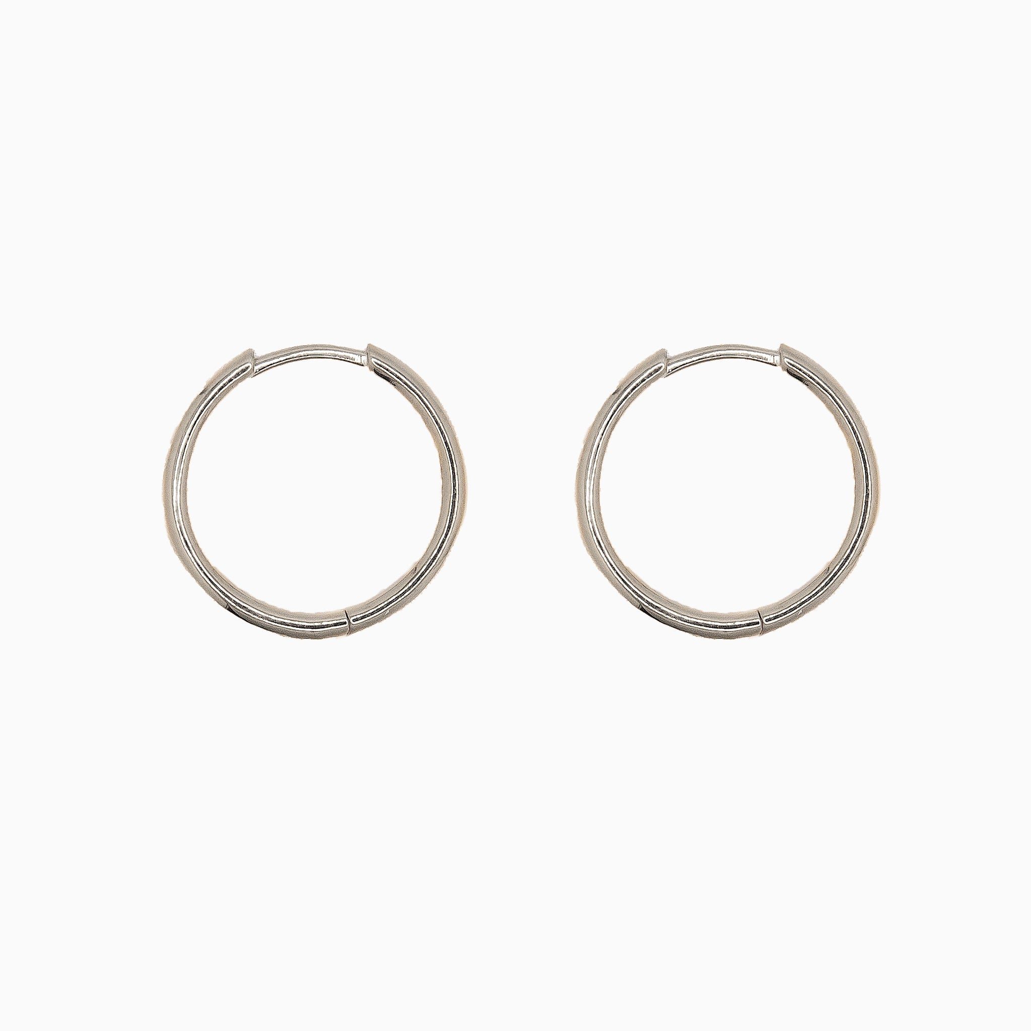 14k Gold 16.5mm Hinged Everyday Round Hoop Earrings - Starflower Design