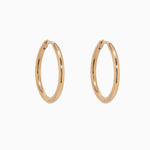 14k Gold 16.5mm Hinged Everyday Round Hoop Earrings - Starflower Design
