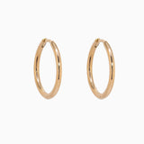 14k Gold 16.5mm Hinged Everyday Round Hoop Earrings - Starflower Design