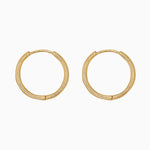 14k Gold 19mm Hinged Everyday Round Hoop Earrings - Starflower Design