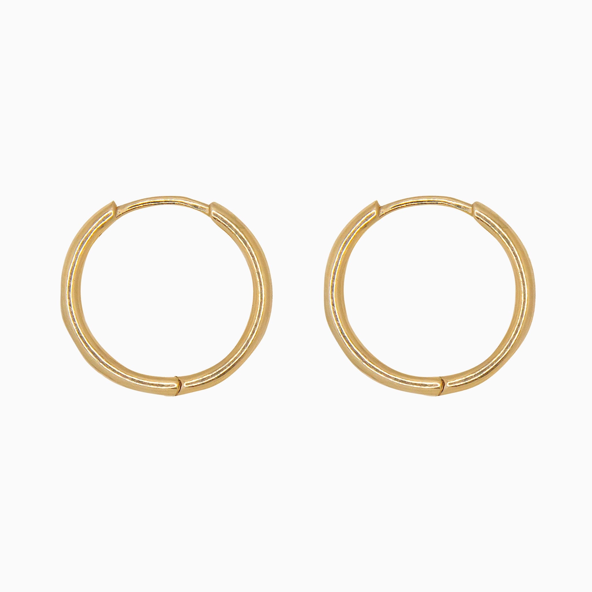 14k Gold 19mm Hinged Everyday Round Hoop Earrings - Starflower Design
