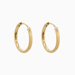 14k Gold 19mm Hinged Everyday Round Hoop Earrings - Starflower Design