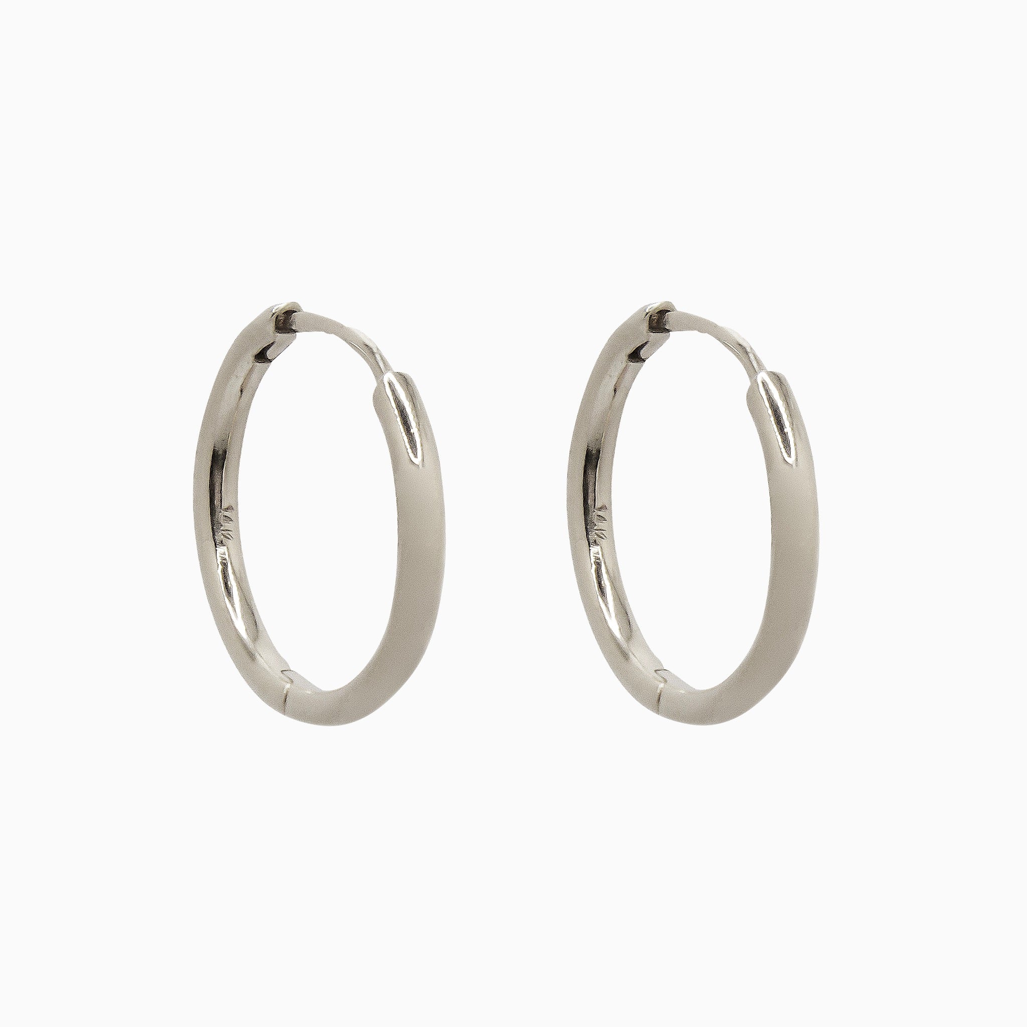 14k Gold 19mm Hinged Everyday Round Hoop Earrings - Starflower Design