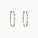 14k Gold 19mm x 13mm Hinged Diamond Paperclip Hoop Earrings - Starflower Design