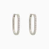 14k Gold 19mm x 13mm Hinged Diamond Paperclip Hoop Earrings - Starflower Design