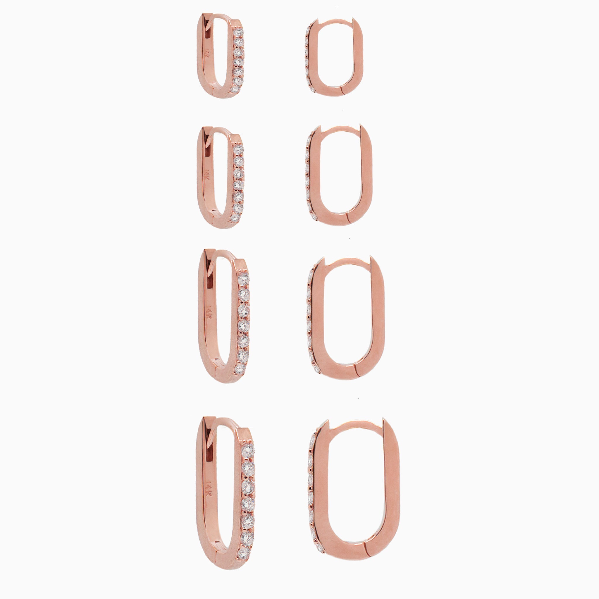 14k Gold 19mm x 13mm Hinged Diamond Paperclip Hoop Earrings - Starflower Design