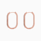 14k Gold 19mm x 13mm Hinged Diamond Paperclip Hoop Earrings - Starflower Design