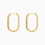 14k Gold 19mm x 13mm Hinged Diamond Paperclip Hoop Earrings - Starflower Design