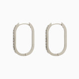 14k Gold 19mm x 13mm Hinged Diamond Paperclip Hoop Earrings - Starflower Design