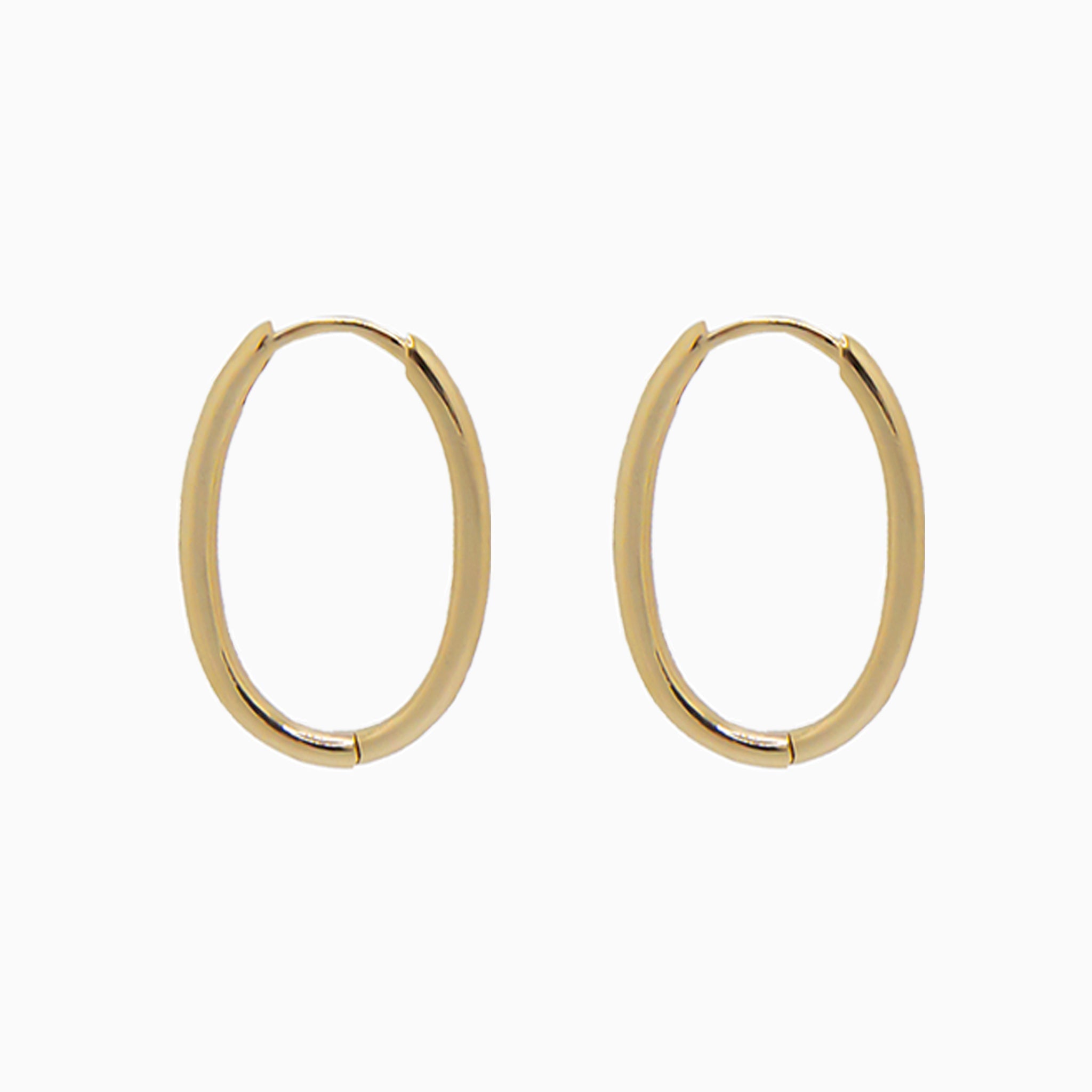 14k Gold 19mm x 13mm Hinged Everyday Oval Hoop Earrings - Starflower Design