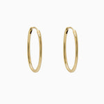 14k Gold 19mm x 13mm Hinged Everyday Oval Hoop Earrings - Starflower Design
