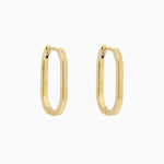 14k Gold 19mm x 13mm Hinged Paperclip Hoop Earrings - Starflower Design