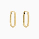 14k Gold 19mm x 13mm Hinged Paperclip Hoop Earrings - Starflower Design