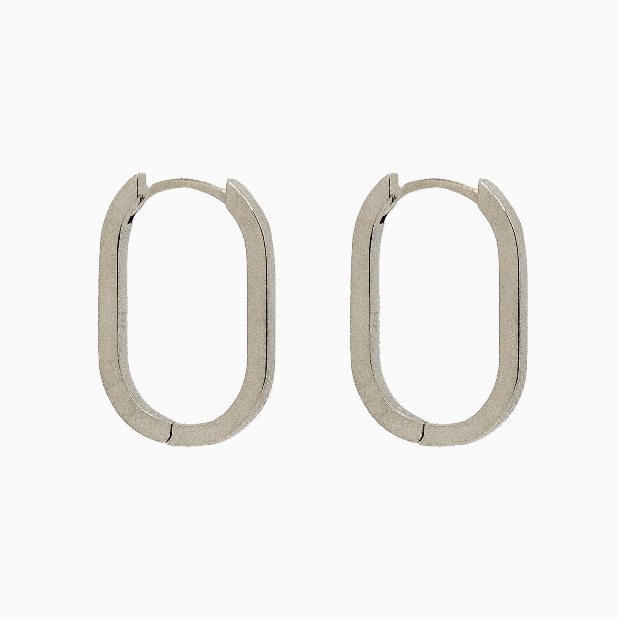 14k Gold 19mm x 13mm Hinged Paperclip Hoop Earrings - Starflower Design
