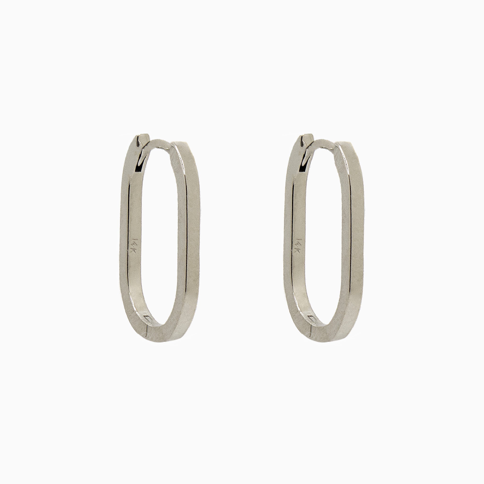 14k Gold 19mm x 13mm Hinged Paperclip Hoop Earrings - Starflower Design