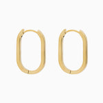 14k Gold 19mm x 13mm Hinged Paperclip Hoop Earrings - Starflower Design