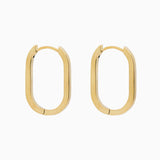 14k Gold 19mm x 13mm Hinged Paperclip Hoop Earrings - Starflower Design