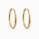 14k Gold 21mm Hinged Everyday Round Hoop Earrings - Starflower Design
