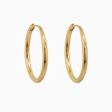 14k Gold 21mm Hinged Everyday Round Hoop Earrings - Starflower Design