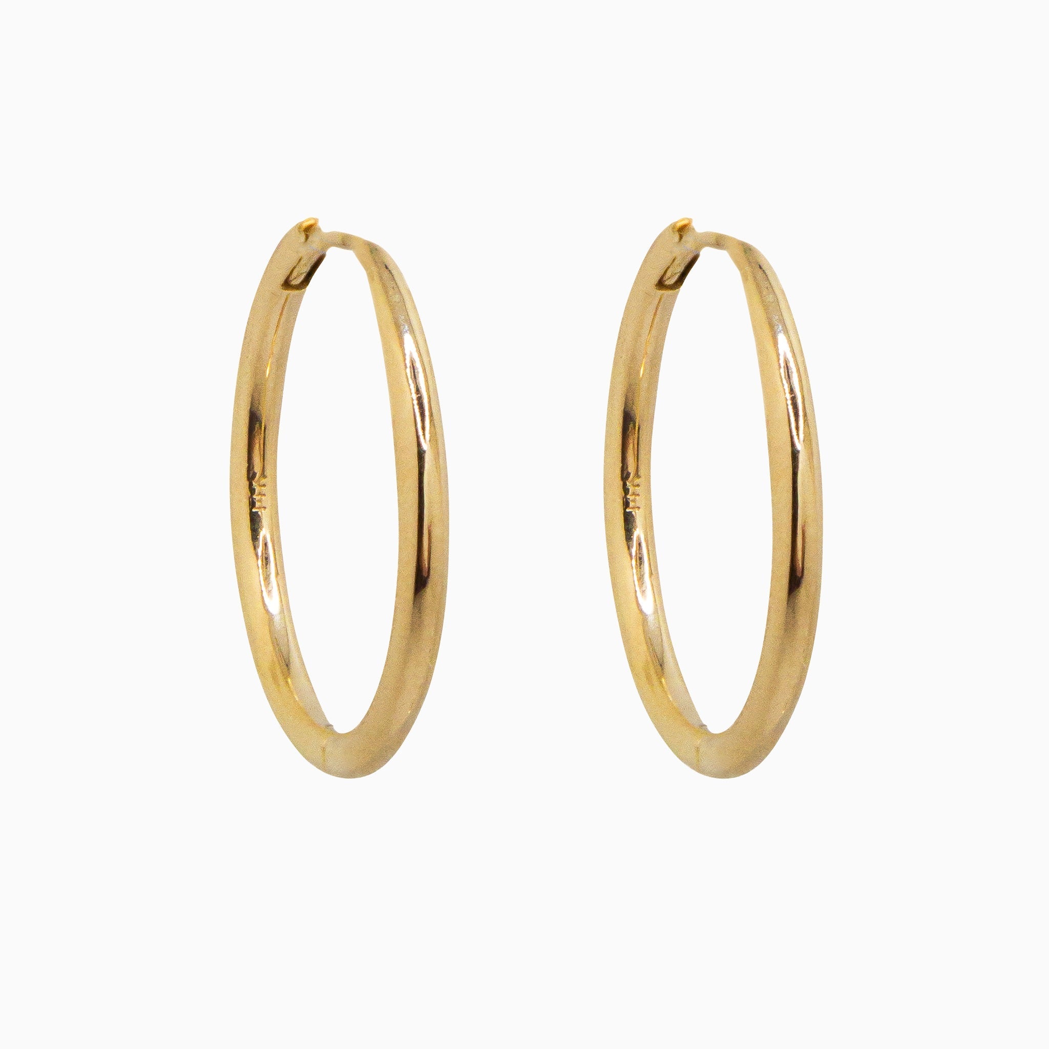 14k Gold 21mm Hinged Everyday Round Hoop Earrings - Starflower Design