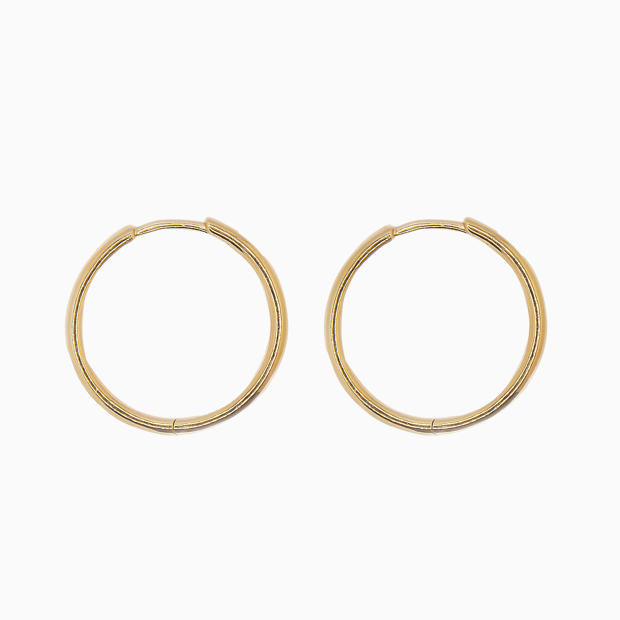 14k Gold 21mm Hinged Everyday Round Hoop Earrings - Starflower Design