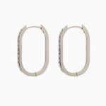 14k Gold 21mm x 14mm Hinged Diamond Paperclip Hoop Earrings - Starflower Design