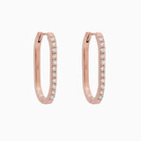 14k Gold 21mm x 14mm Hinged Diamond Paperclip Hoop Earrings - Starflower Design