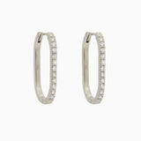 14k Gold 21mm x 14mm Hinged Diamond Paperclip Hoop Earrings - Starflower Design